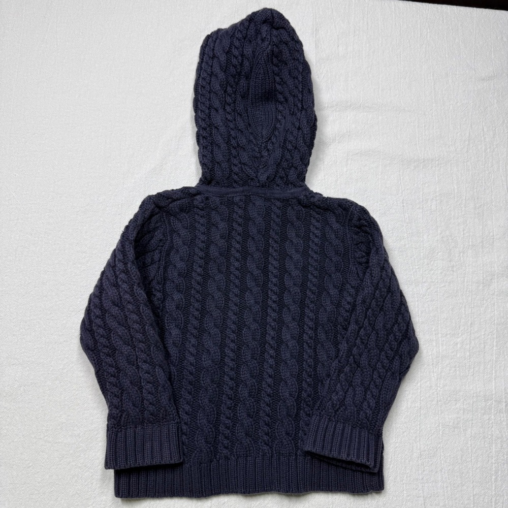 Baby Gap Infant Cable Knit Hooded Cardigan Sweater Navy 12-18 Months Cotton - Picture 3 of 7